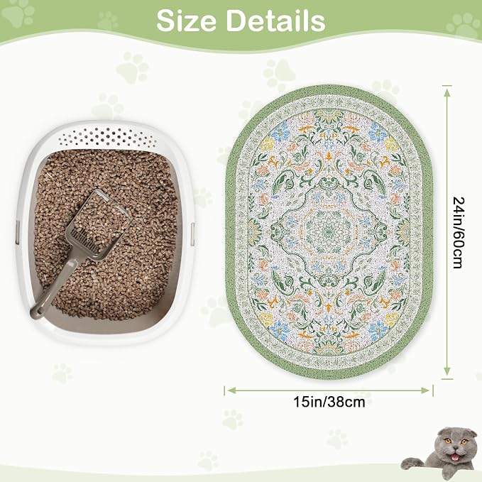 Bienbee Cat Litter Mat, 24" x 15" Dense Trapping Mesh for Litter Boxes | Litter Box Mat with PVC Mesh, Waterproof &Urineproof, Non-Slip Grip, Soft On Kitty Paws and Easy to Clean to Protect Floor - Image 6