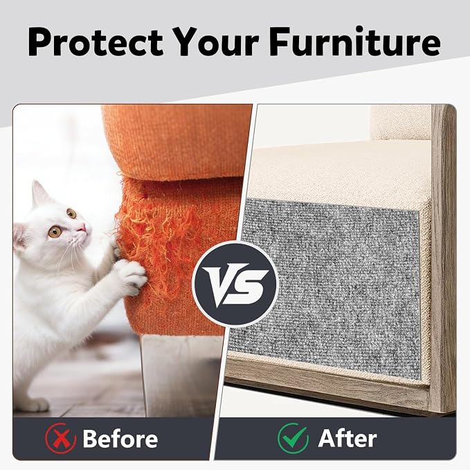 Cat Scratch Couch Furniture Protector,Trimmable Self-Adhesive Cats Claws Scratch Pads, Sisal DIY Climbing Couch Protector for Scratch Post Cat Tree Replacement Indoor(Light Gray, 78.7"x15.8") - Image 8