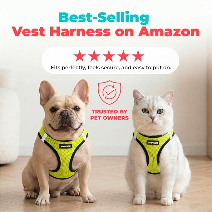 Voyager Step-in Air Dog Vest Harness - Lime Green/Black Trim, Large | 18- 20.5" in Chest, Reflective Bands, All Weather Breathable Air Mesh, Cats Compatible, Lightweight, Fast Drying - Image 6