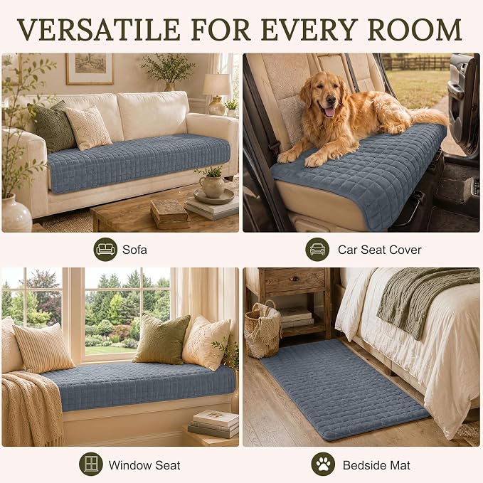 Smiry Velvet Couch Cover for Dogs, Non Slip Soft Sofa Protector for Pets | Washable Sofa Cover for Cats, Cozy Furniture Protector Against Pet Hair, Scratches, Fits Sectional Sofa(Grey, 36"x94.5") - Image 7