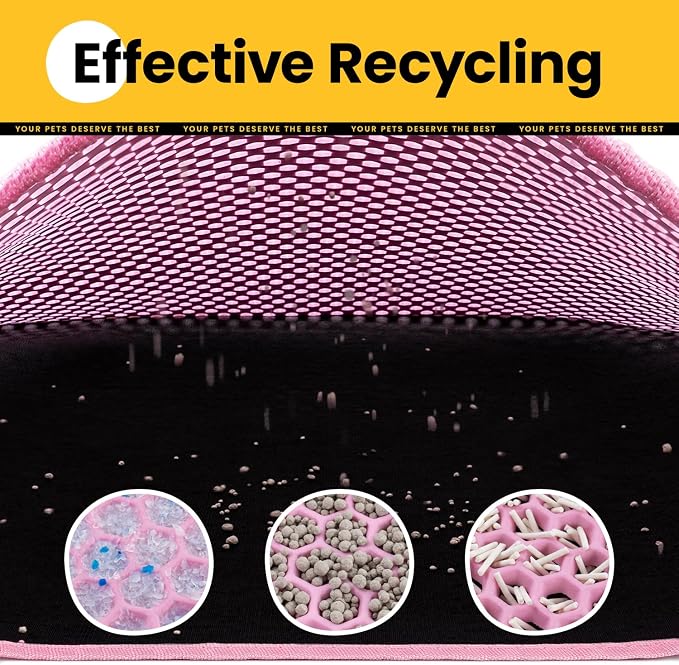 Cat Litter Mat New Size 23.6"x14.6" for Small Spaces, Upgrade Super Waterproof Back Layer Litter Box Mat, Non Slip, Durable, Soft on Paws Kitty Trapping Matt, Pink - Image 9