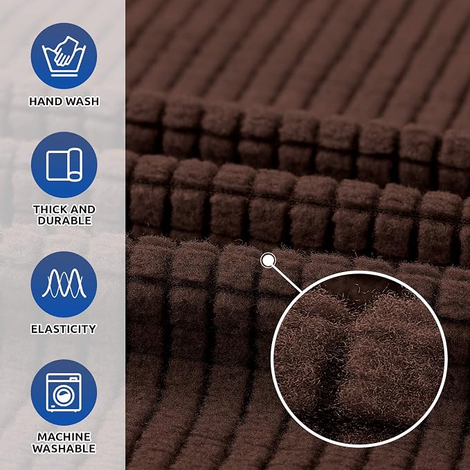 KEKUOU Stretch Chair Sofa Slipcover, Single Couch Cover,Chocolate | 1-Piece Washable Sofa Cover,Pet Friendly (31"-55") Furniture Protector Soft Jacquard Elastic Bottom for Dogs & Kids - Image 3