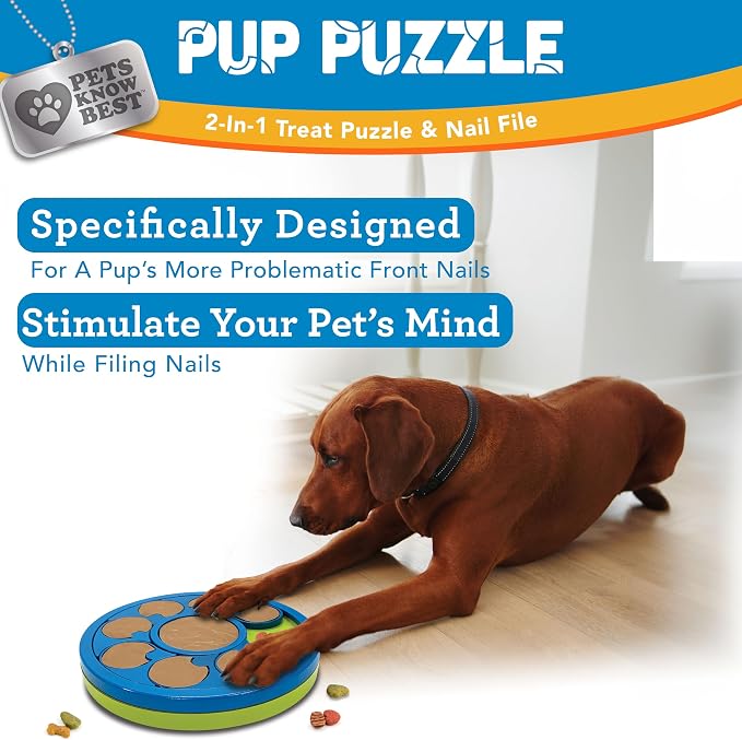 Pup Puzzle Interactive Dog Nail File Treat Dispensing Toy, Mentally Stimulating Nail Trimmer, Paw Care and Play Toy | Difficulty Level; Easy - Image 3