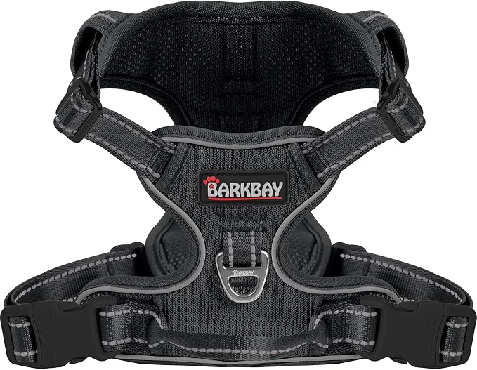 BARKBAY Dog Harness for Large Dog No Pull Mesh 2 Clips Dog Vest | Control Handle,Comfort,Heavy Duty,Adjustable Reflective,Perfect for Outdoor Training, Walking,Hiking(XL,Black Mesh) by BARKBAY