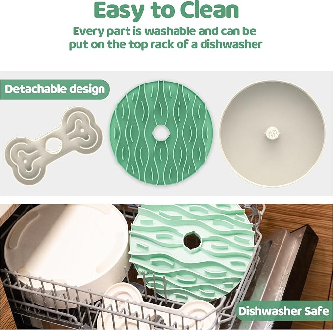 Puzzle Feeder Slow Feeder Dog Bowl for Large Dogs with Non-Slip Base - Adjustable Speed Design, Removable Puzzle Inserts & Dishwasher Safe, Green - Image 5