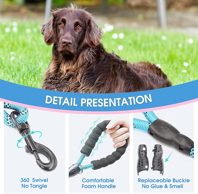 2/4/5/6 FT Dog Leash with Comfortable Padded Handle and Highly Reflective Threads for Small Medium and Large Dogs (2FT-1/2'', Blue) - Image 3