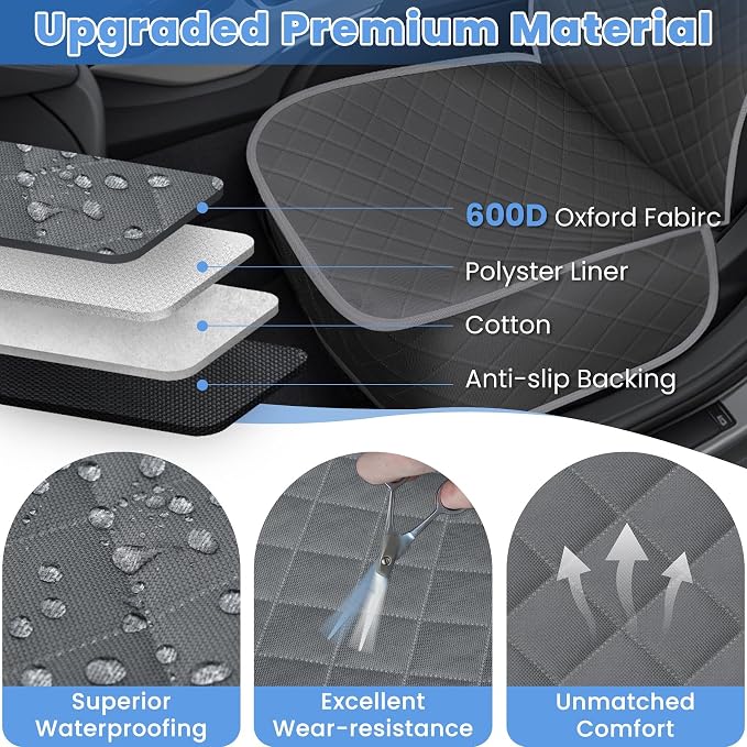 ELONGRIVER Dog Car Seat Covers, Waterproof Front Seat Cover | Scratch-Proof, Nonslip Pet Passenger Seat Cover Protector, Universal Fit for Cars Trucks SUVs, Large Size 1 Pack, Grey - Image 3