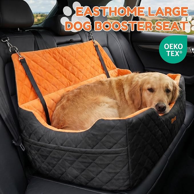 Dog Car Seat for Large Medium Dogs up to 55 lbs, Memory Foam Dog Booster Seat with Storage Pocket, 2 Safety Leashes,Washable Cover, Portable Anxiety Pet Travel Bed, Black - Image 9