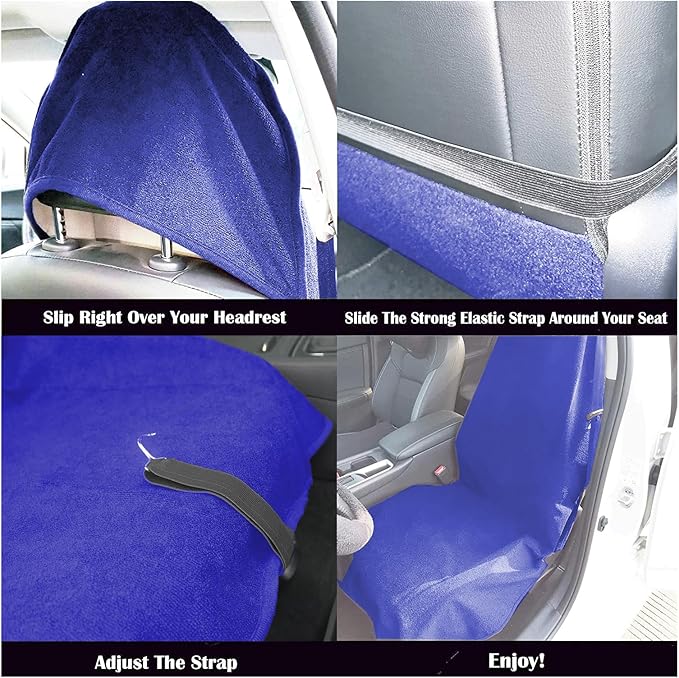 Car Seat Cover Protector Front Seats,for Gym Workout,Running,Swimming,Beach and Hiking,Waterproof Sweat Towel Bucket Seat Covers for Cars SUV Trucks (Blue, 1Pcs) - Image 4