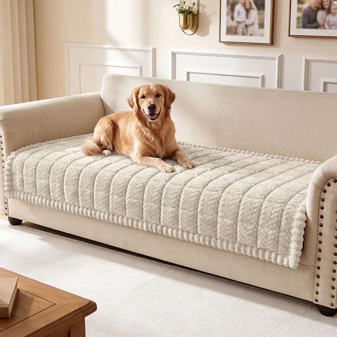 Smiry Couch Cover for Dogs, Non Slip Fuzzy Pet Sofa Covers Washable | Sofa Slipcovers for 3 Cushion Couch, Soft Thick Furniture Protector for Cats Dogs, Against Fur, Dirt, Scratch (35.4"x88") by Smiry
