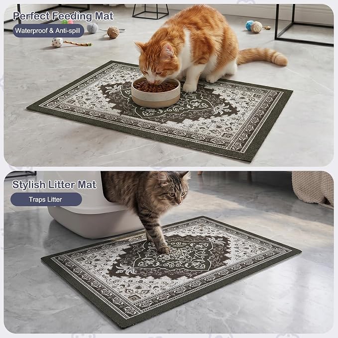 Glittme Cat Litter Mat, 47"x35" Non-Slip Washable Trapping Mat for Cats | Litter Trapping Mat With Thick PVC Coil To Catch Scatter, Soft On Paws And Waterproof Bottom To Protect Floors - Image 7