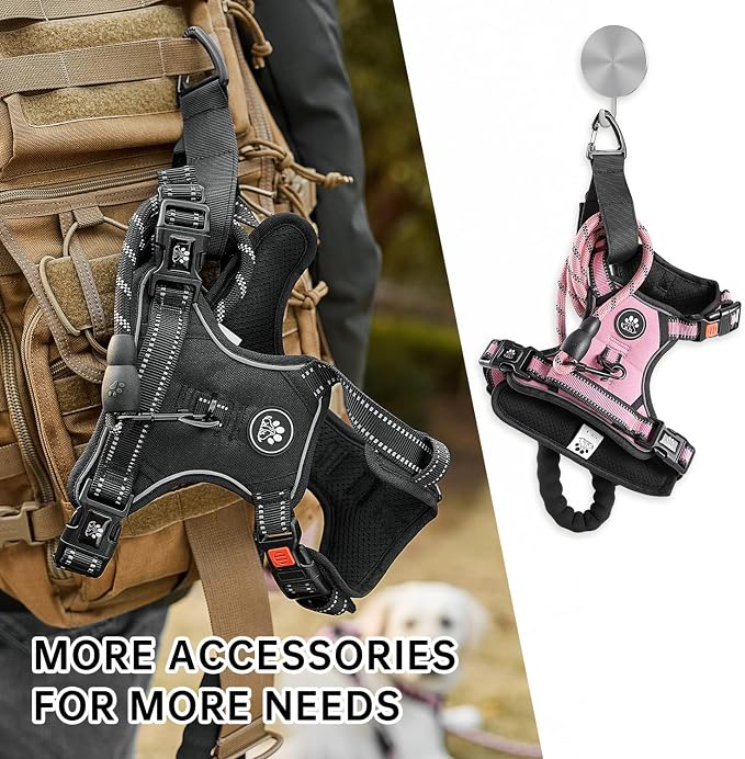 NESTROAD No Pull Dog Harness,Adjustable Oxford Dog Vest Harness with Leash,Reflective No-Choke Pet Harness with Easy Control Soft Handle for Small Dogs(X-Small,Pink) - Image 6