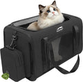 Pet Carrier for Small Dogs & Cats, Airline Approved, Lightweight, Foldable, Comfortable Travel Bag with Plush Cushion & Extra Storage (Black) by FURTENT