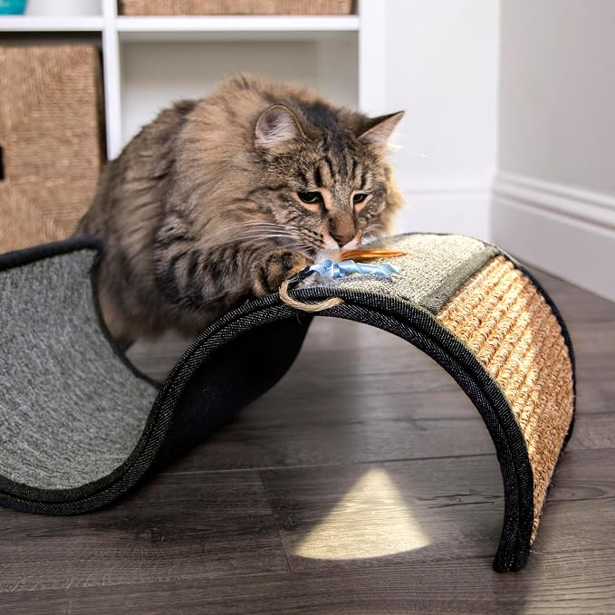 Petlinks Dream Curl Carpet Cat Scratcher, Dual-Surface Cat Scratching Post, Lounge & Hide Scratchers for Cats & Kittens, Gray, Furniture Protector, One Size Fits All Cats - Image 8
