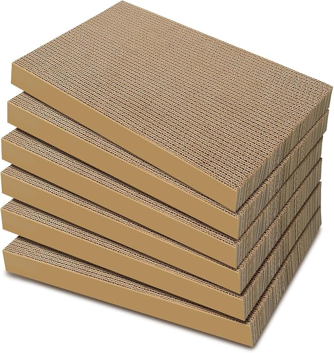 Cat Scratcher 6-Pack Refills, Large Cardboard Pads for Indoor Cats | Recyclable Corrugated Cardboard Pads, Ideal for Daily Scratching and Furniture Protection, Premium Scratch Pad for Kittens by AGYM