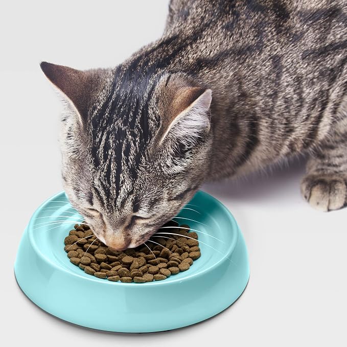 CatGuru Cat Bowls, Whisker Friendly Food Bowl for Indoor Cats, Reliefs Whisker Fatigue, Wide Kitten Dish, Non Slip Pet Dishes, Shallow Pet Plates (Aruba, (Pack of 2)) - Image 8