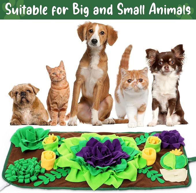 CiyvoLyeen Snuffle Mat for Small & Medium Dogs and Cats, 30.7''x 15.7'' Dog Feeder Puzzle Enrichment Game, Slow Eating Feeding Mat, Foraging Mat for Rabbit, Pig, Stress Relief Puppy Gift for Pet Lover - Image 5