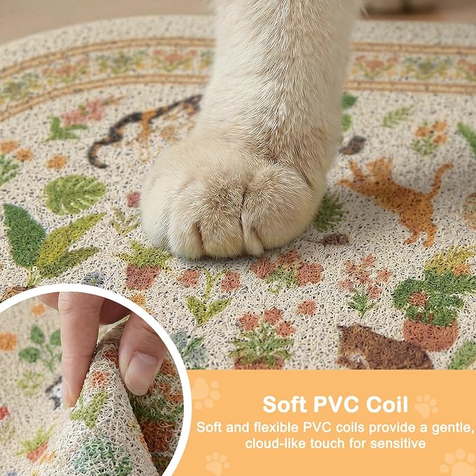 Bienbee Cat Litter Mat, 33" x 22" Dense Trapping Mesh for Litter Boxes | Litter Box Mat with PVC Mesh, Waterproof &Urineproof, Non-Slip Grip, Soft On Kitty Paws and Easy to Clean to Protect Floor - Image 4