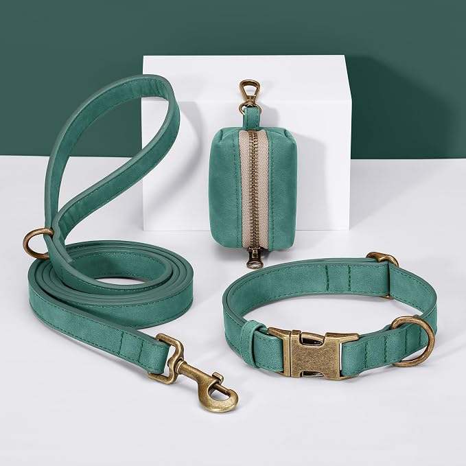 Didog Dog Poop Bag Holder for Leash, Stylish PU Leather, Green | Easy Clean for Daily Walking, Quick to Install on Leash & Harness, Easy-Pull with Metal Clip, Includes 1 Roll Pet Waste Bag - Image 5