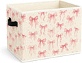 Pink Bow Storage Bin, Foldable Fabric Organizer | Soft pink bow storage bin for toys, books, clothes, blankets, nursery supplies, girls rooms, shelves, and closets. by Unknown