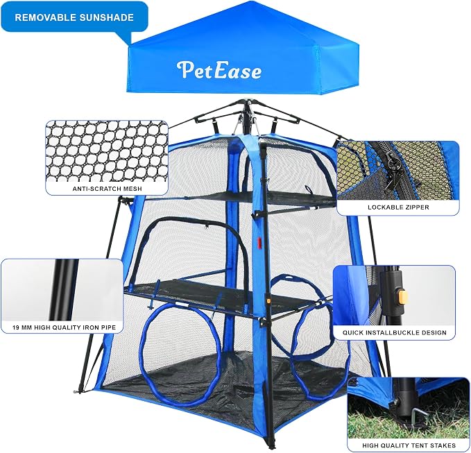 Cat Tower Tent,Outdoor Patio Cat Enclosures with Breathable Mesh,Indoor Playpen Portable Exercise Tent - Image 3