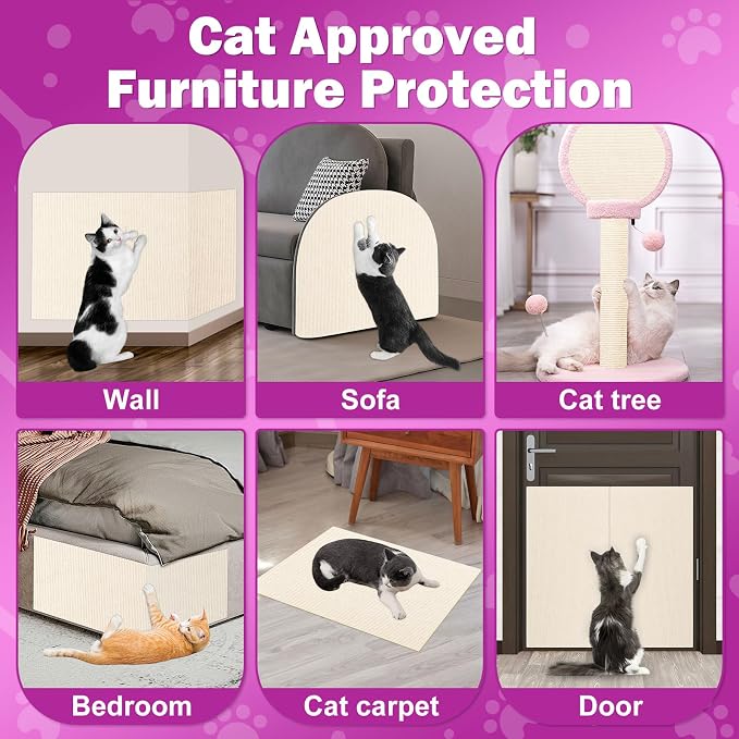 ENONCI 23.6x15.8 Cat Scratcher Mat, Self-Adhesive Cat Scratch Furniture Protector - Image 4