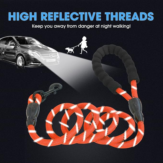 2/4/5/6 FT Dog Leash with Comfortable Padded Handle and Highly Reflective Threads for Small Medium and Large Dogs (5FT-1/2'', Red) - Image 4