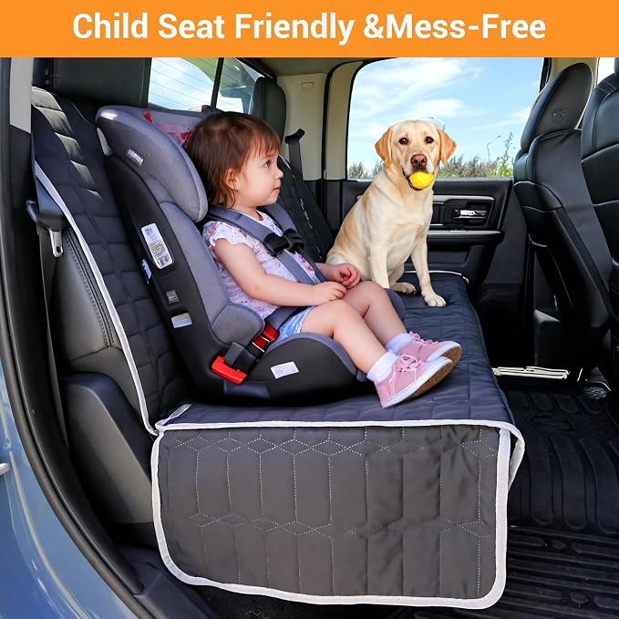 Reliadura Dog Car Seat Cover for Back Seat,Washable Bench Seat Cover for Truck,Nonslip Backseat Cover Protector for F150/Ram1500/GMC Sierra/Toyota/Chevrolet Silverado,Car Seat Covers for Dogs - Image 8