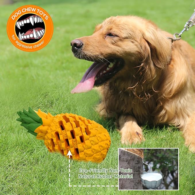 Indestructible Pineapple Dog Toy - Gaint Aggressive Chewers Training | Heavy Chew, Treat Dispenser, Power Chewer, Durable Puzzle, Tough Interactive, Easy Clean - Image 2