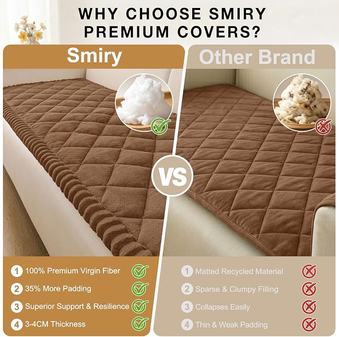 Smiry Non Slip Couch Cover for Dogs, Fuzzy Plush Pet Sofa Protector | Washable Furniture Cover for Large Dogs & Cats, Scratch & Dirt Resistant, For 3 Cushion Couch, Brown, 27.6"x95" - Image 4