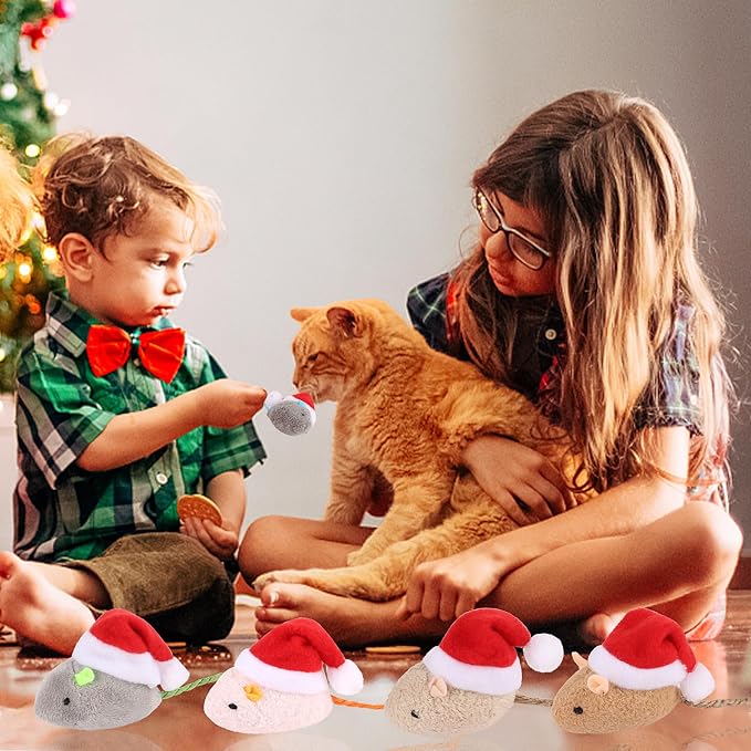 FOIMAS 6pcs Christmas Catnip Toys,Xmas Cat Toys Plush Mouse Interactive Chew Bite Toys for Cat Kitten Indoor - Image 5