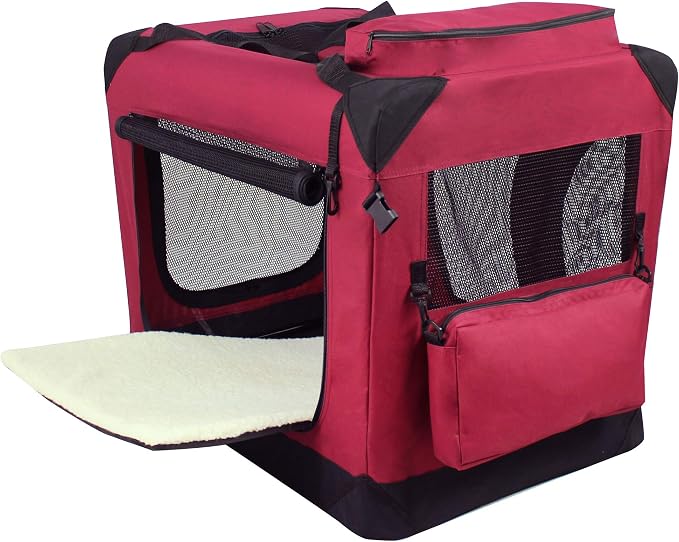 EliteField 3-Door Soft Dog Crate with Bed & Carrying Bag (2-Year Warranty) | 3 Mesh Doors, Steel Frame, Removable & Washable Crate Cover and Bed Cover, Storage Pockets, Indoor/Outdoor, Foldable - Image 3