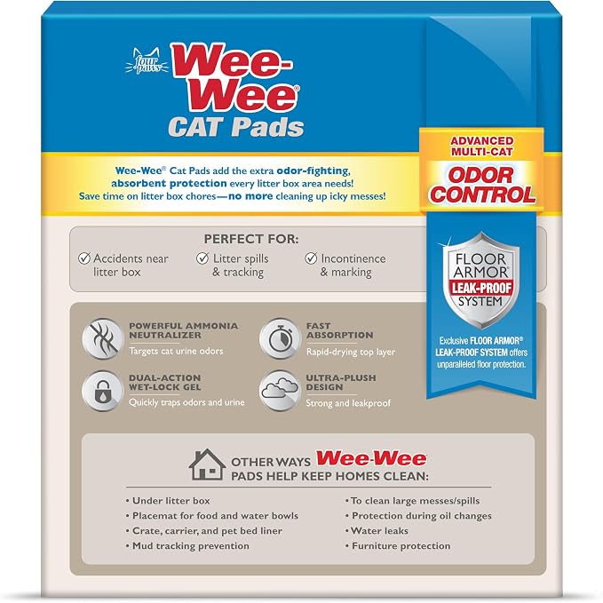 Four Paws Wee-Wee Cat Pads, Fresh Scent, 10 Count | Disposable litter box mats, great for under litter boxes, advanced odor control, fast absorption, litter tracking, 28" x 30" - Image 9