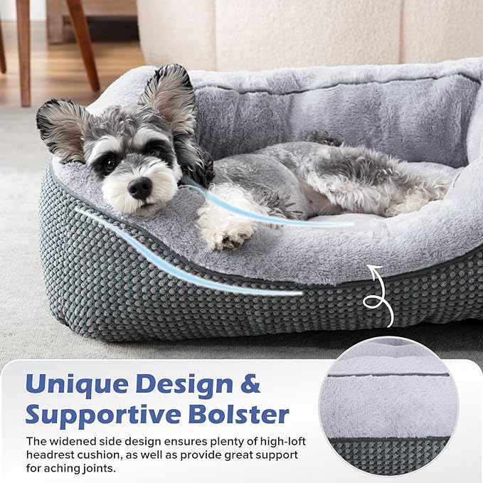 Small Dog Bed for Small Dogs, Cat Beds for Indoor Cats Washable, Orthopedic Dog Bed, Warming Soft Calming Sleeping Puppy Bed Durable Pet Bed with Anti-Slip Bottom S(20"x19"x6") - Image 4