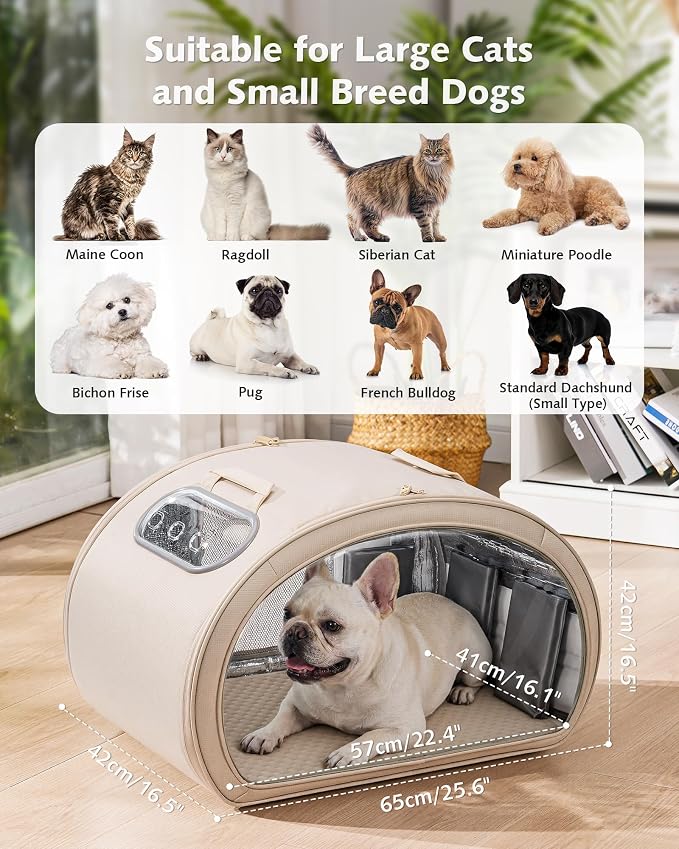 Pecute Cooling Dog House,with Cooling Mat for Small Dogs,Cat Bed,L,Cream | 6 Ice Packs for Cooler,Aluminum Film Insulation System,Breathable, Cool, Safe, and Sturdy AC Room for Cats in Hot Summer Days - Image 7