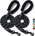 2 Pack Dog Leash, Heavy Duty Nylon Rope Pet Leashes (6FT-3/8,Black/Black) | Comfortable Padded Handle, Anti-tangle Swivel Clip, Reflective for Night Walks and Training, Climbing Rope for Strong Pullers by BOOMIBOO