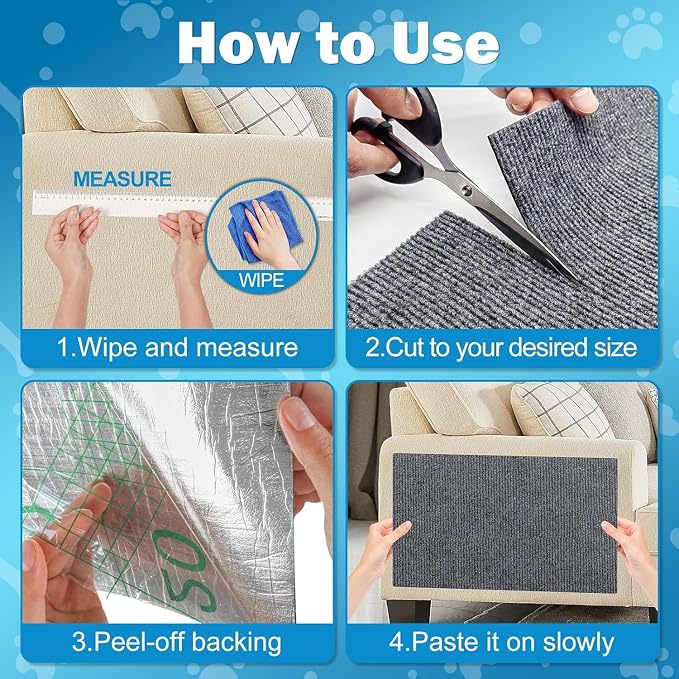 Cat Scratch Couch Furniture Protector, Dark Grey, 15.7"X39.4" | Adhesive, DIY Climbing, Scratch Pad Deterrent, Indoor Use - Image 5