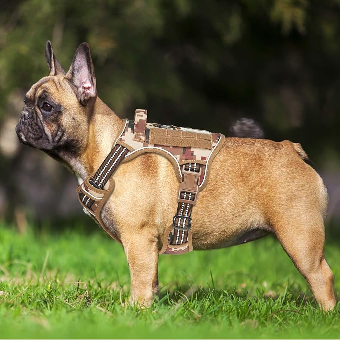 Beebiepet Heavy Duty Tactical Dog Harness for Small Dogs, No Pull Adjustable Pet Harness Reflective Service Training Easy Control Pet Vest Military K9 Working Dog Harnesses- Medium, Desert Camo - Image 2