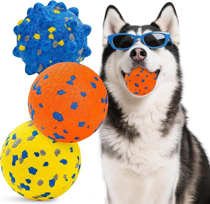 HIPPIH Dog Balls Tennis Balls, Dog Chew Toys for Aggressive Chewers ETPU | 3PCS Interactive Puppy Toys for Teething, 3'' Fetch Ball Water Toy for Small/Medium Breed,High Bouncy & Floating Dog Pool Toy by HIPPIH