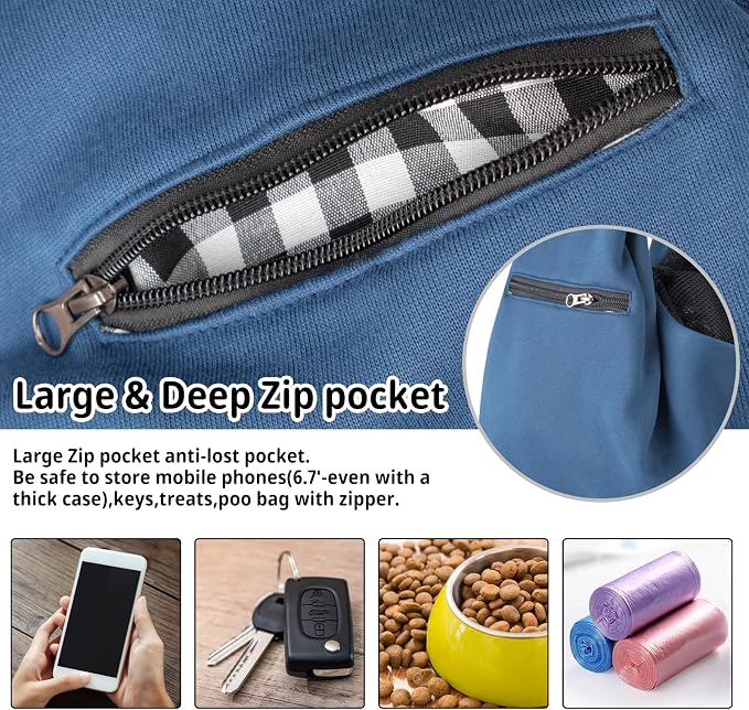 CUBY Dog and Cat Sling Carrier - Small Dog Carrier Sling with Adjust Strap & Zip Pocket, Hands Free Soft Dog Slings for Small Dogs Cats Puppy Pets Outdoor Travel Safety Purse Bag (Navy Blue) - Image 6