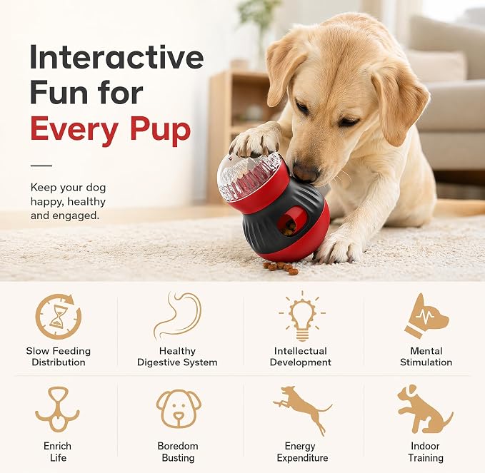 Dog Tumbler Slow Feeder Puzzle Treat Toy for Dogs Cats | Dog tumbler treat feeder stimulates pets' IQ, eases anxiety. Safe durable material works great for both dogs and cats. - Image 3