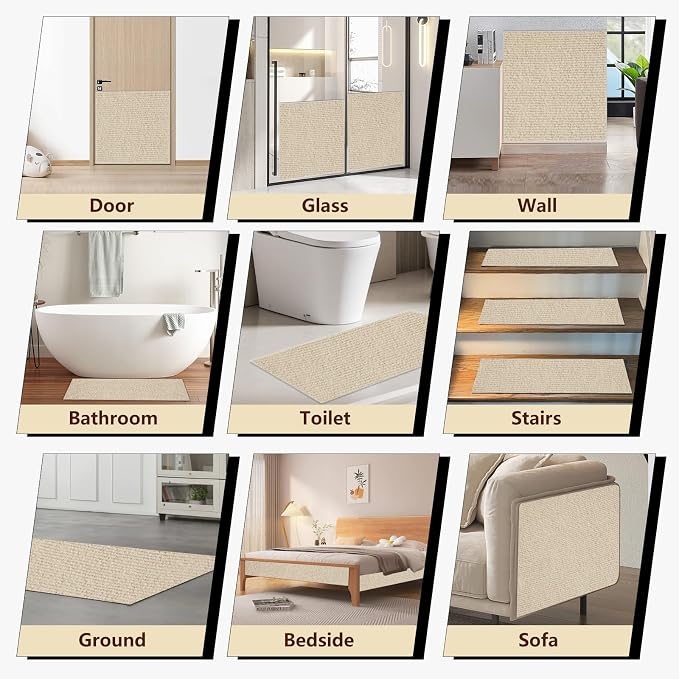 Cat Scratch Couch Furniture Protector,Trimmable Self-Adhesive Cats Claws Scratch Pads, Sisal DIY Climbing Couch Protector for Scratch Post Cat Tree Replacement Indoor(Khaki, 78.7"x15.8") - Image 9