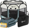 Siedihit Dog Pet Playpen Tent Crate Cage with Washable Pee Pad, Medium Grey | Nursing Rest Zone Recovering Pet Quarantine Room Portable Pop Up Easy to Set up lightweight Carrying Bag Wide applicability by Siedihit