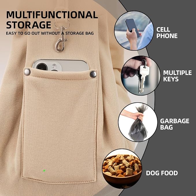 ARZQUT Dog and Cats Carrier Sling, Small Pet Carrier with Storage Pocket | Reversible Puppy Sling Carrier, Safety Buckle, Storage bag, Machine Washable for Travel, Outdoor Activitie, Hand-Free,Apricot - Image 3