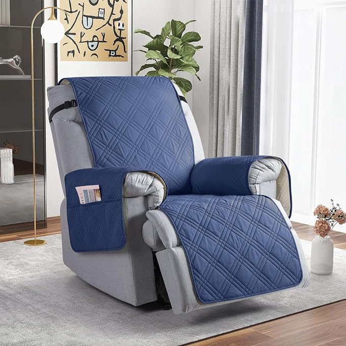 TAOCOCO 100% Waterproof Recliner Chair Cover, Small Recliner Covers for Recliner Chair with Pocket, Non Slip Reclining Chair Cover Furniture Protector for Kids, Pets(X-Small Chair, Ocean Blue) - Image 8