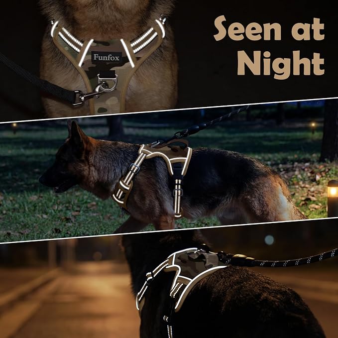 Dog Harness No Pull, Adjustable Pet Vest Harness, Super Soft Material with Vertical Handle Easy Control, Reflective Night Walking, 2 Leash Clips for Small Sized Dogs, Camo Brown, S - Image 7