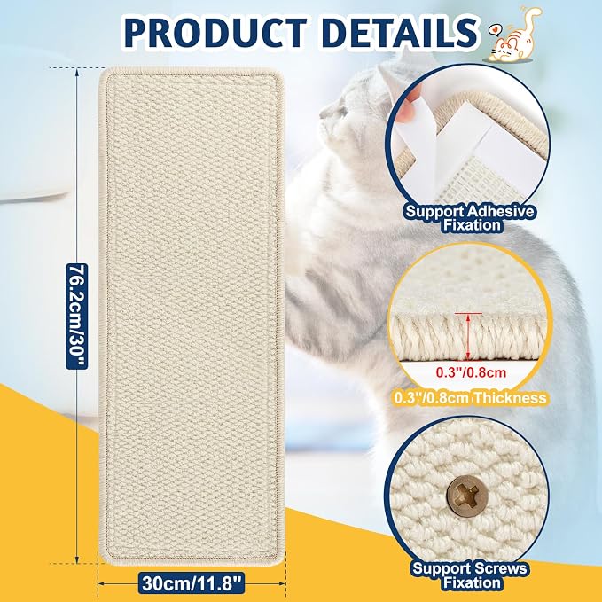 ENONCI Corner Cat Scratcher, 30x11.8 Furniture Furniture Protector Couches & Walls​ - Image 7
