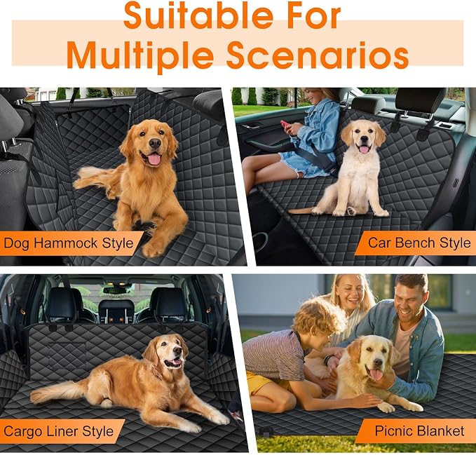 NECKORY Waterproof Dog Car Seat Cover for Back Seat, Pet Hammock- S, Black | Durable waterproof hammock with nonslip design & storage pockets. Protects seats from scratches, fits cars, SUVs & trucks. - Image 6