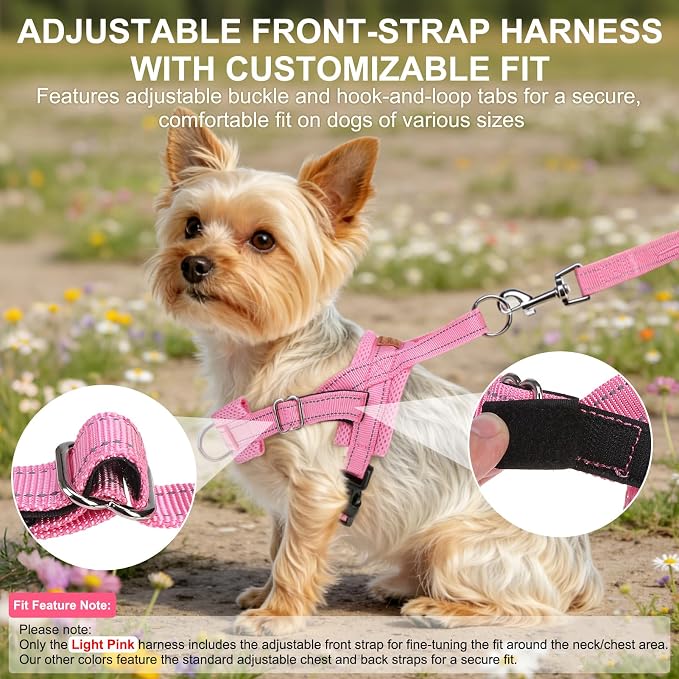 BEAUTYZOO Small Dog Harness and Leash Set, No Pull Step in Puppy Vest | Neck & Chest Adjustable, No Choke Escape Proof, Breathable with Handle, Lightweight, Easy Control for Walking, Pink S - Image 6