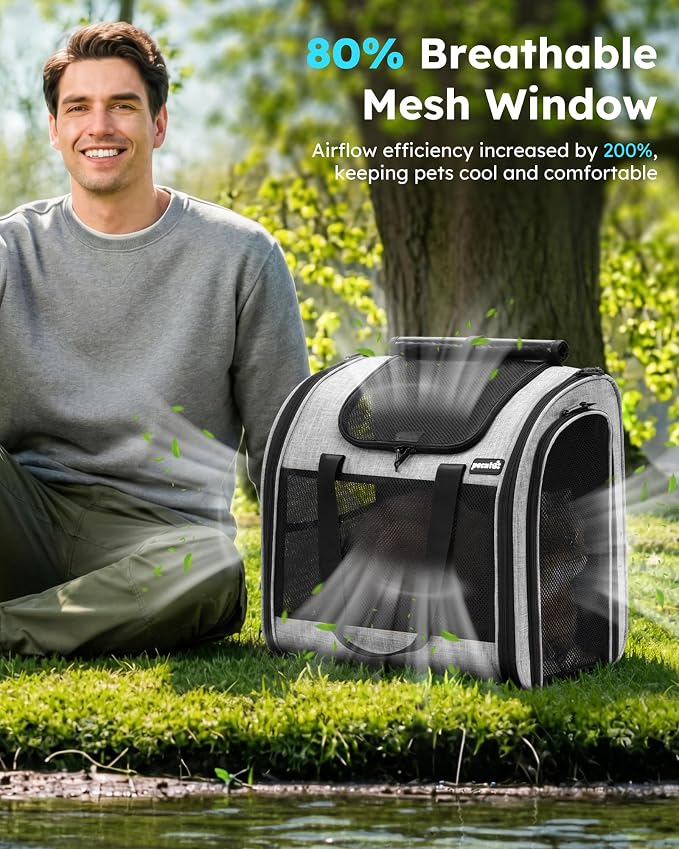 Pecute Cat Backpack with Widened Interior Space, Upgraded Dog Backpack Carrier with Various Ways to Carry, Pet Backpack with Breathable Mesh, Pet Travel Carrier with Soft Padded, Reinforced Support | Breathable Mesh, Reinforced Support, Various Carry W... - Image 5